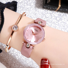 relógio 2021 feminino relógio redondo de diamante jóias cinto de couro feminino relógio de quartzo feminino luxo